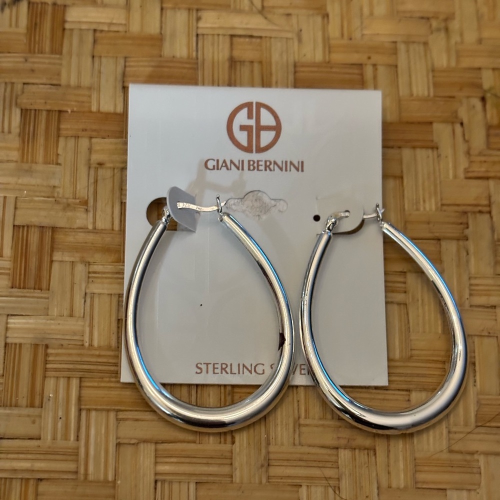 Gianni Bernini Sterling Silver Teardrop Hoop Earrings